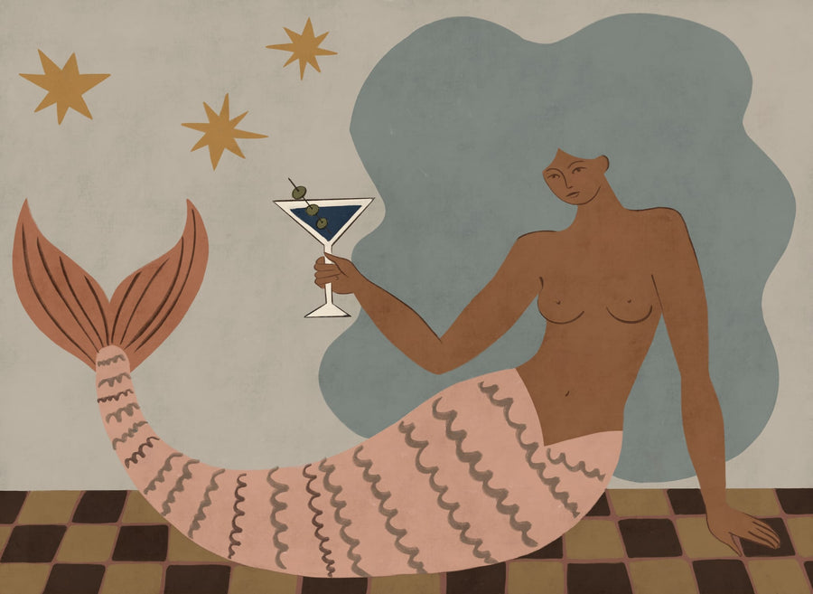 Mermaid Martini By Las3curiosas | Art & Canvas Print