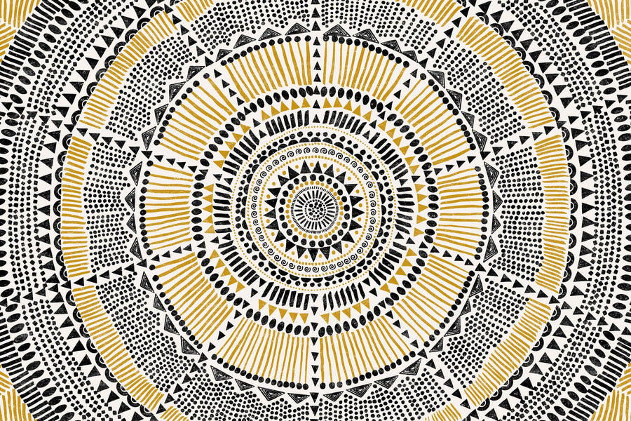 Golden Geometric Mandala By Cats And Dotz | Art & Canvas Print