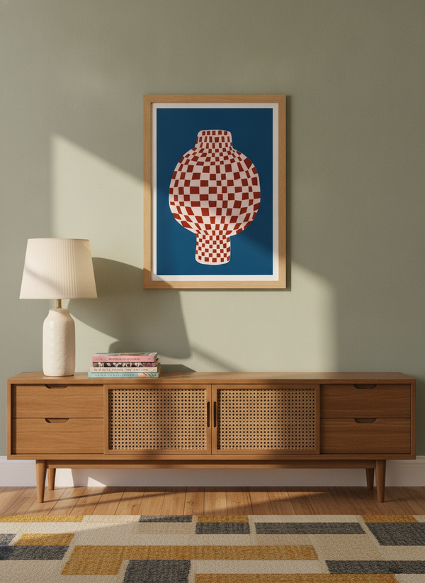 Optical Checkered Vase By The Art Concept | Art & Canvas Print