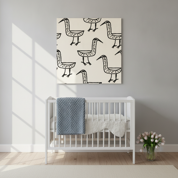 Folk Art Bird Pattern By Raipa Studio | Canvas Square Print