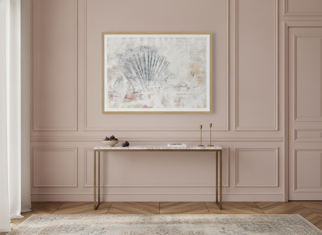 Modern wall art print styled on the wall in a Parisian living room