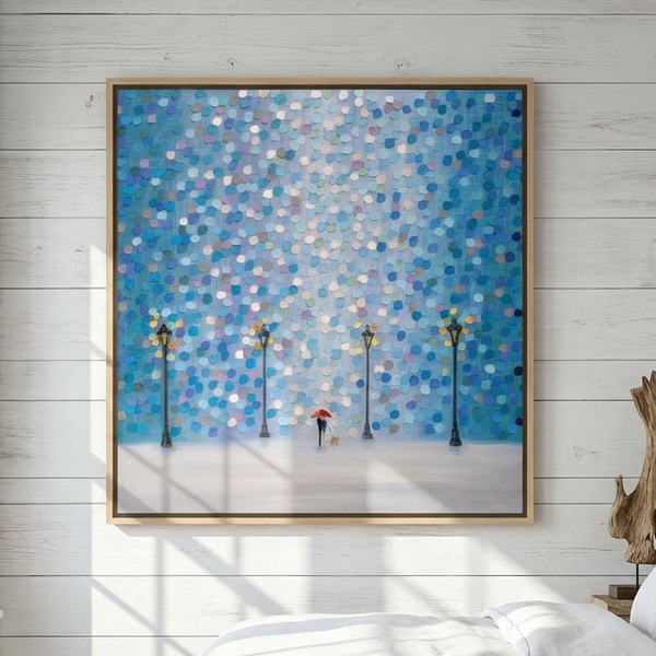 Whispers In The Rain Beneath The Glow By Ekaterina Ermilkina | Canvas Square Print
