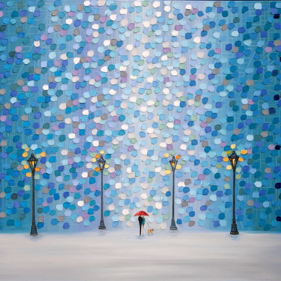 Whispers In The Rain Beneath The Glow By Ekaterina Ermilkina | Canvas Square Print
