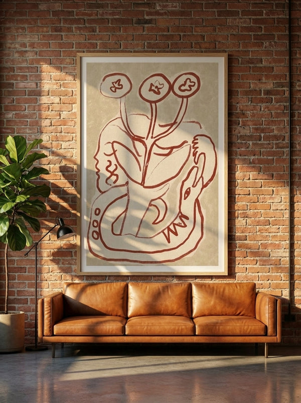 Serene Woman and Snake By Raipa Studio | Art & Canvas Print