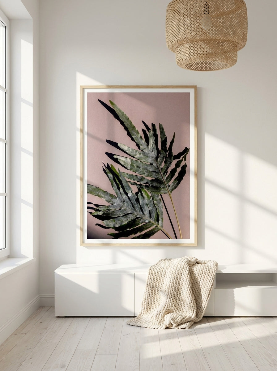 Modern wall art print styled on the wall in a bright Scandinavian living room