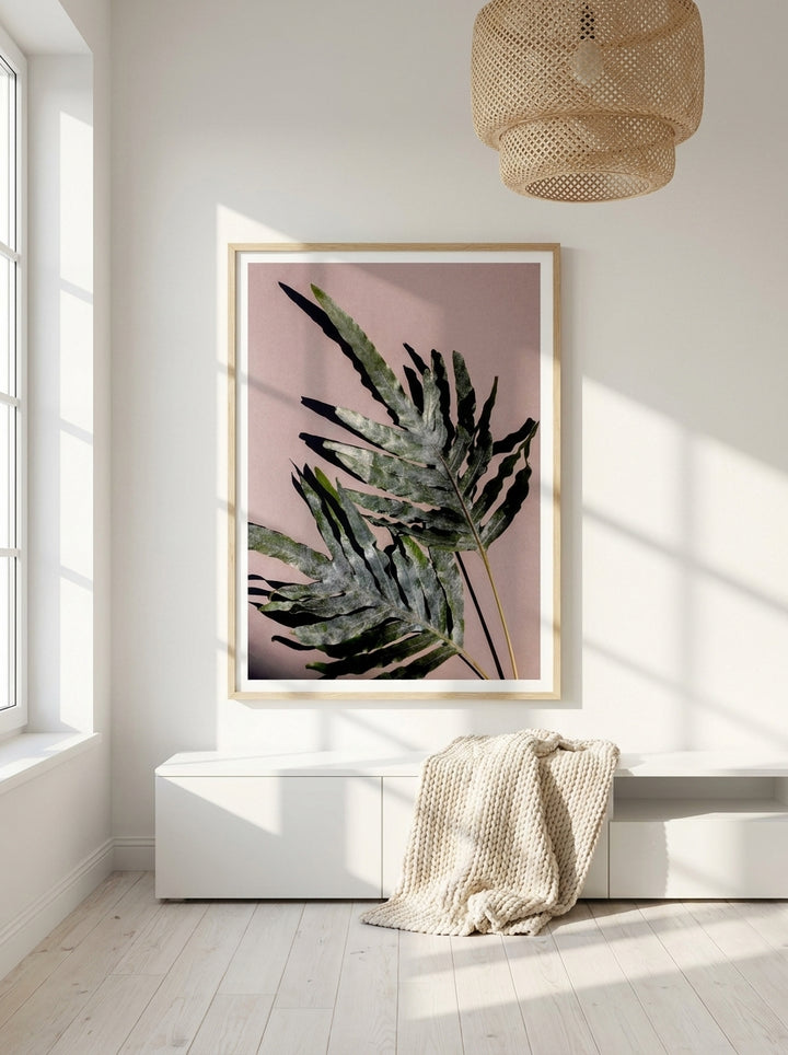 Modern wall art print styled on the wall in a bright Scandinavian living room