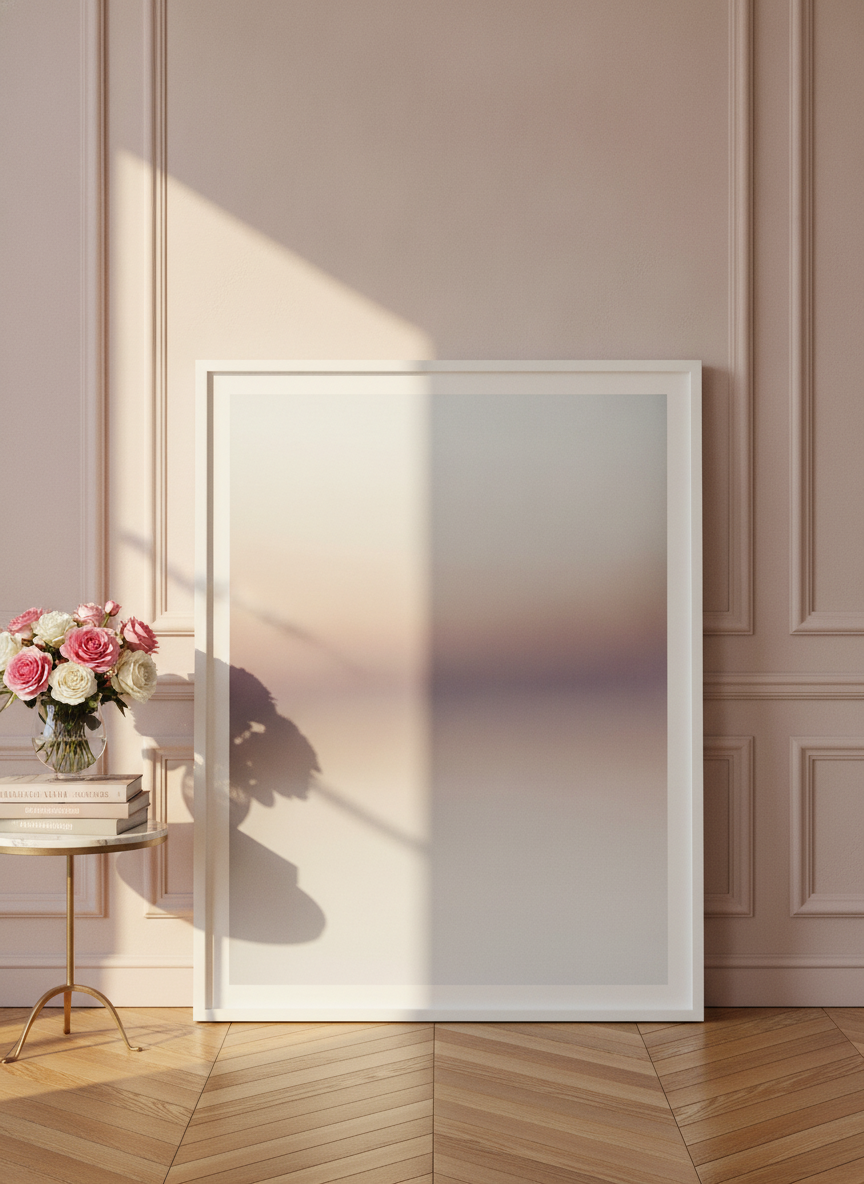 Modern wall art print leaning against the wall in a Parisian bedroom