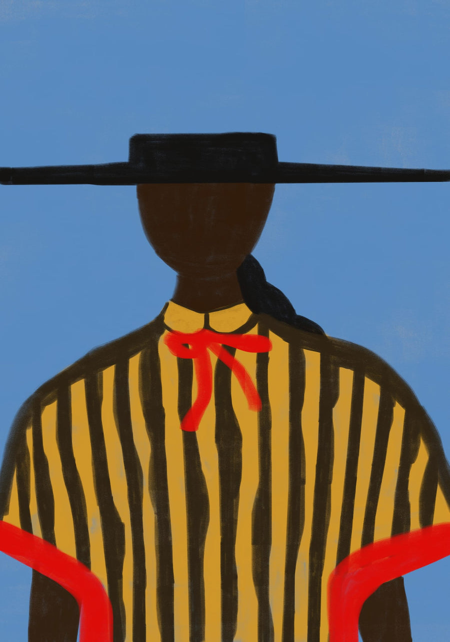 Bold Hat Woman and Stripes New Mexico Style By The Miuus Studio | Art & Canvas Print