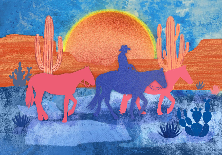 Cowboy Desert Journey By Aliya Putrus | Art & Canvas Print