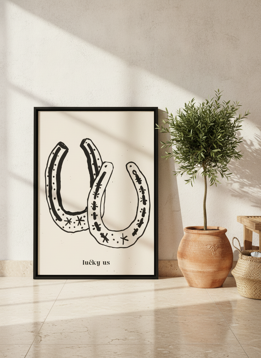 Canvas wall art with a black surround leaning against the wall in a Mediterranean home office