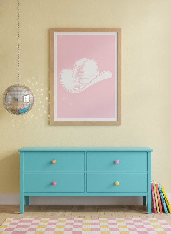 Bold Pink Cowboy Hat By Jolly and Dash | Art & Canvas Print