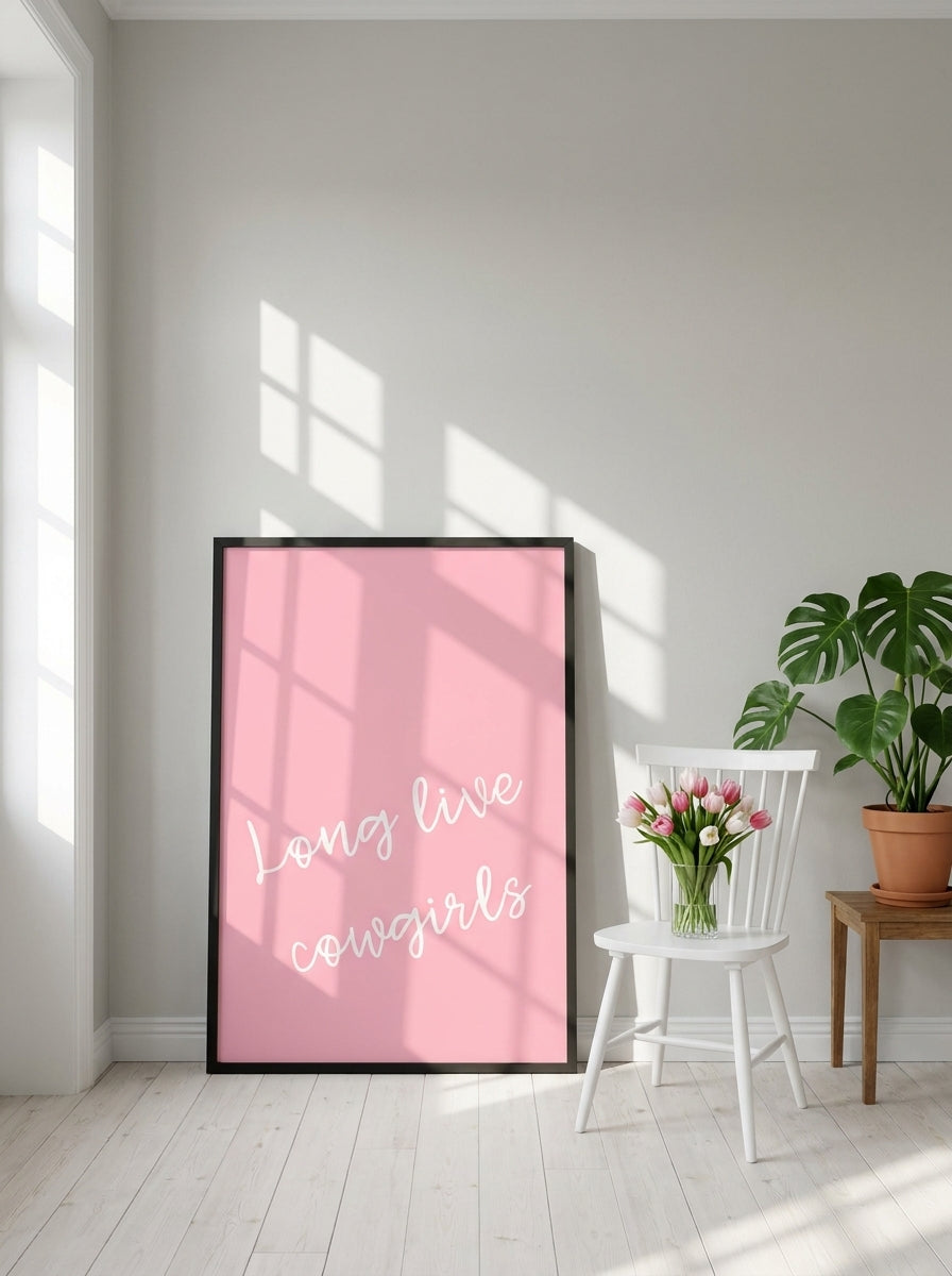 Oversized statement modern wall art print leaning against the wall in a bright Scandinavian nursery