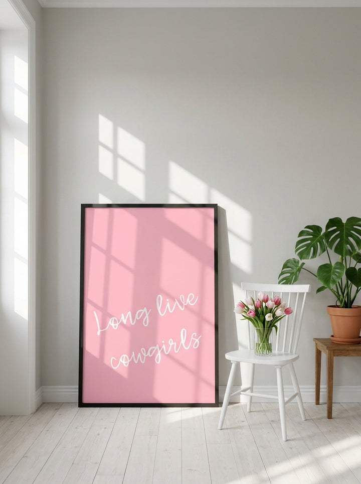 Oversized statement modern wall art print leaning against the wall in a bright Scandinavian nursery