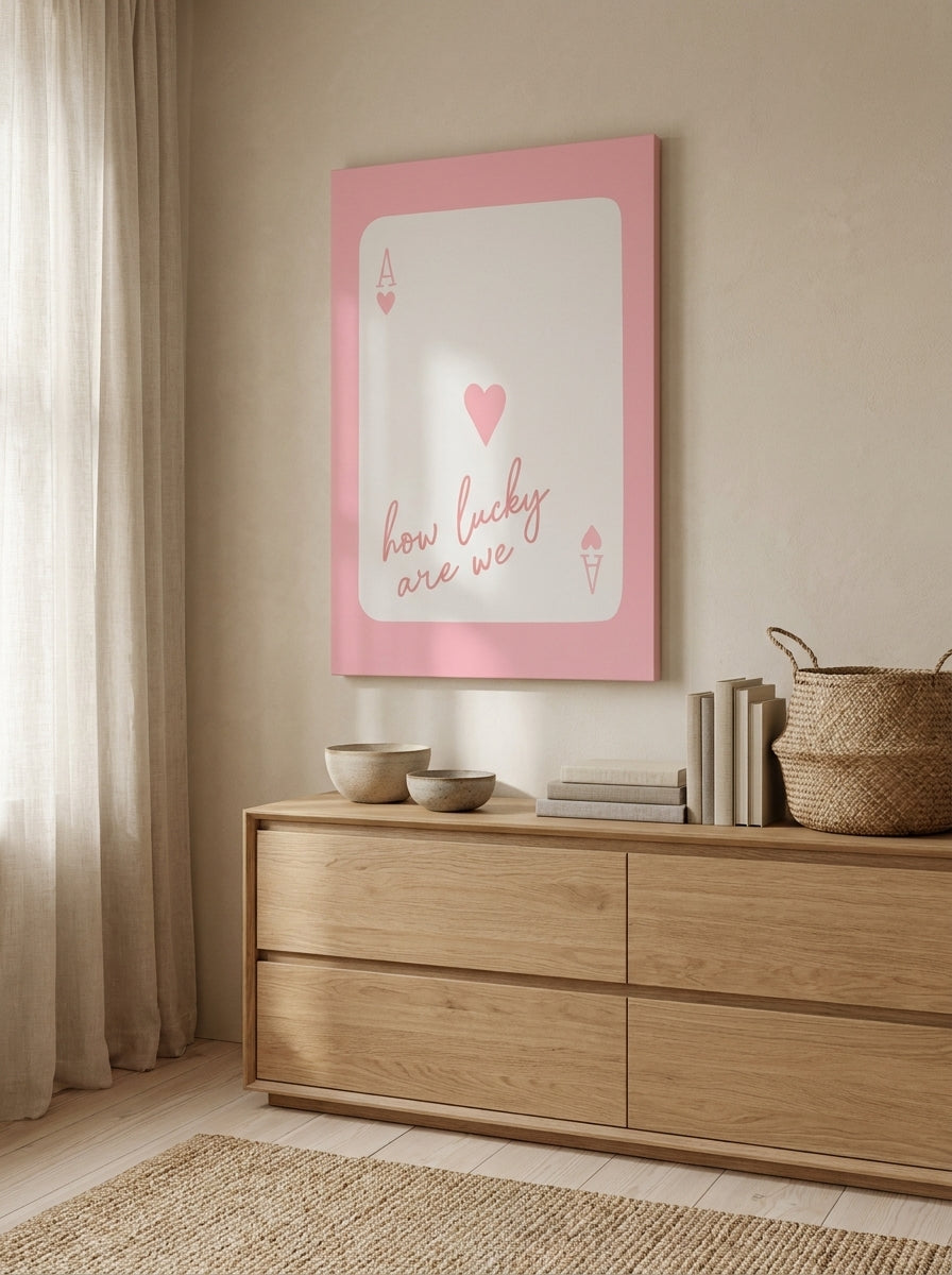 Stretched canvas wall art styled on the wall in a warm Japandi nursery