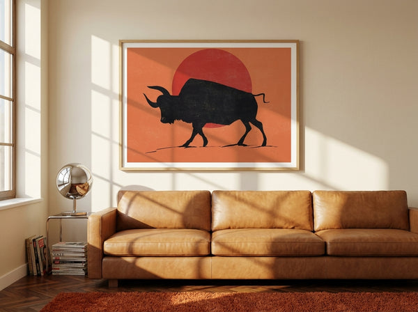 Black Bull Sunset By Nicholas | Art & Canvas Print