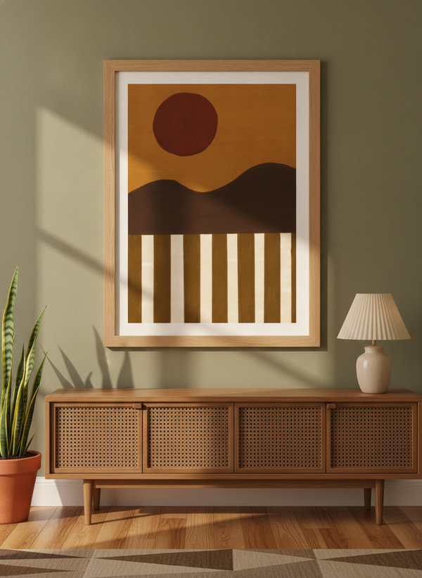 Minimalist Desert Sun By The Art Concept | Art & Canvas Print