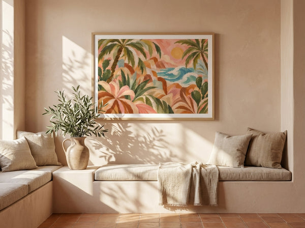 Sunset Cove Palm Paradise | Art & Canvas Print