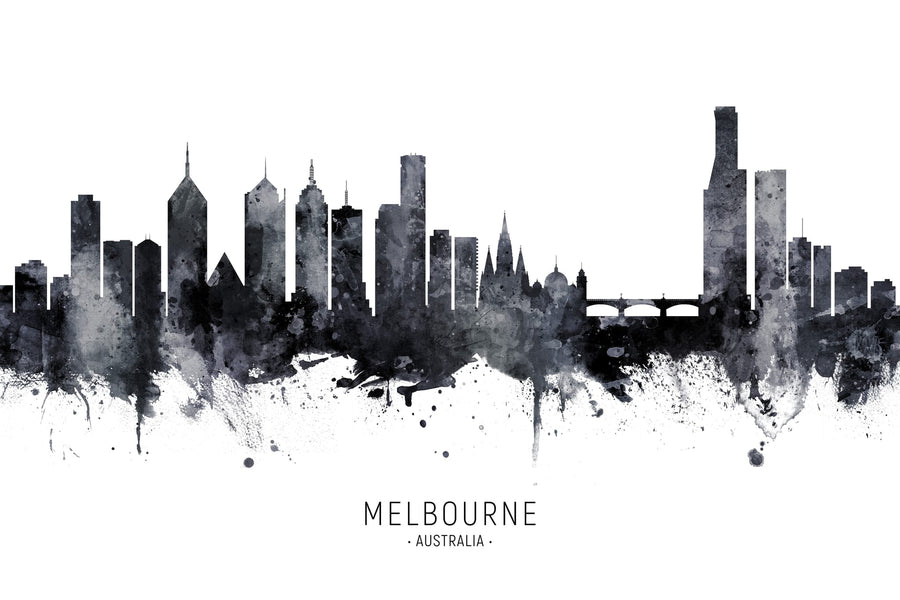 Watercolor Melbourne Skyline By Michael Tompsett | Art & Canvas Print