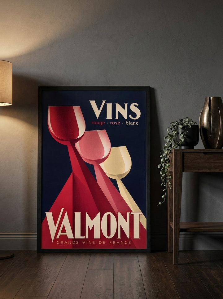 Modern wall art print leaning against the wall in a moody kitchen