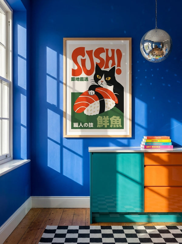 Japanese Sushi Cat By Patryk Krygowski | Art & Canvas Print