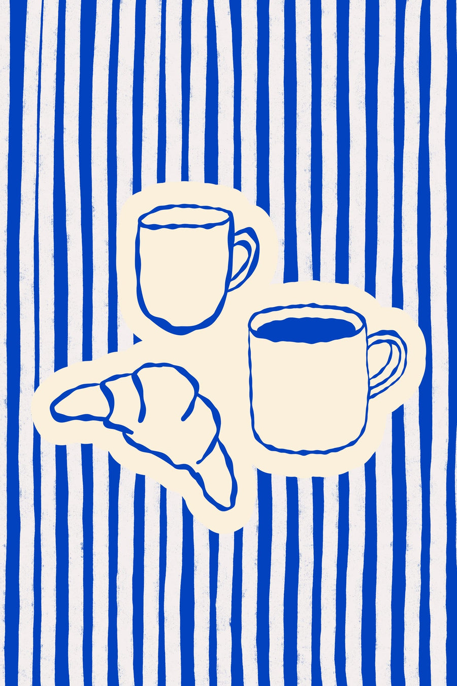 Blue Stripe Breakfast By Treechild | Art & Canvas Print