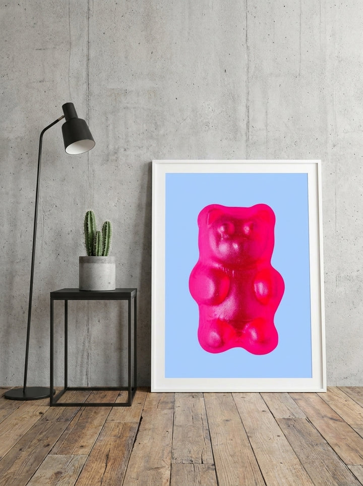 Modern wall art print leaning against the wall in an industrial loft bedroom