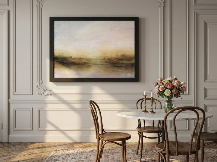 Modern wall art print styled on the wall in a Parisian dining room
