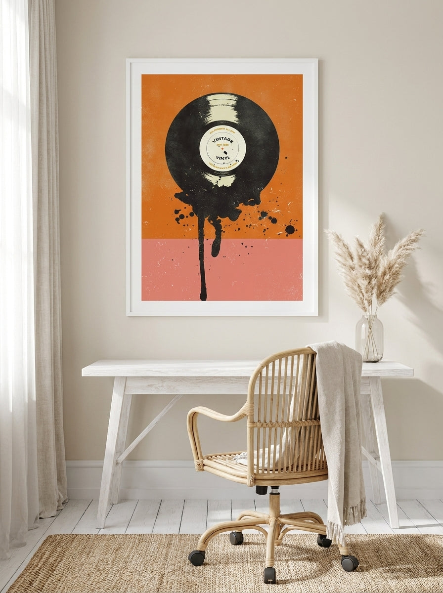 Modern wall art print styled on the wall in a coastal home office
