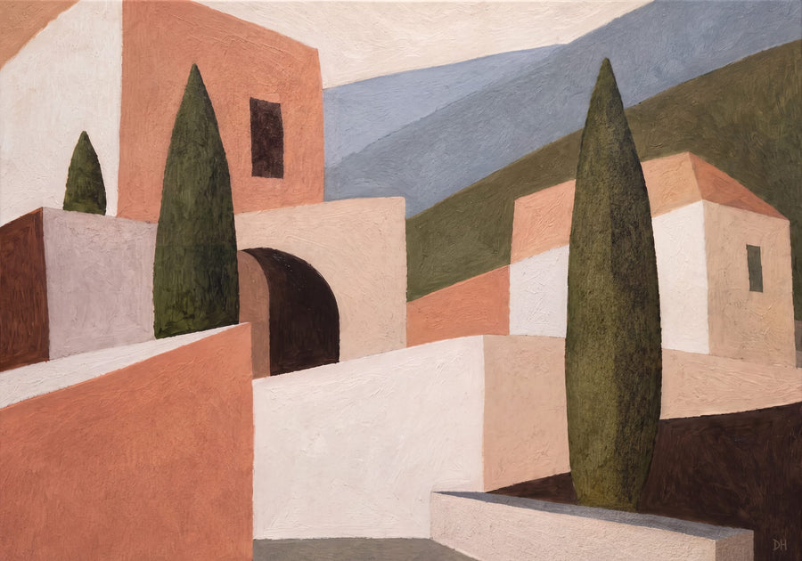 Mediterranean Hillside Village By Dan Hobday | Art & Canvas Print