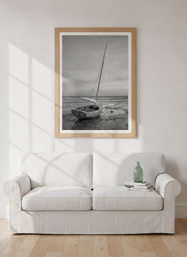 Moonlit Beached Sailboat By Andreas Magnusson | Art & Canvas Print