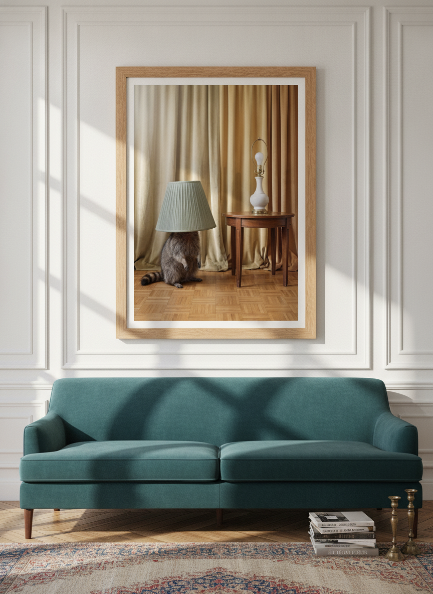Modern wall art print styled on the wall in a Parisian living room