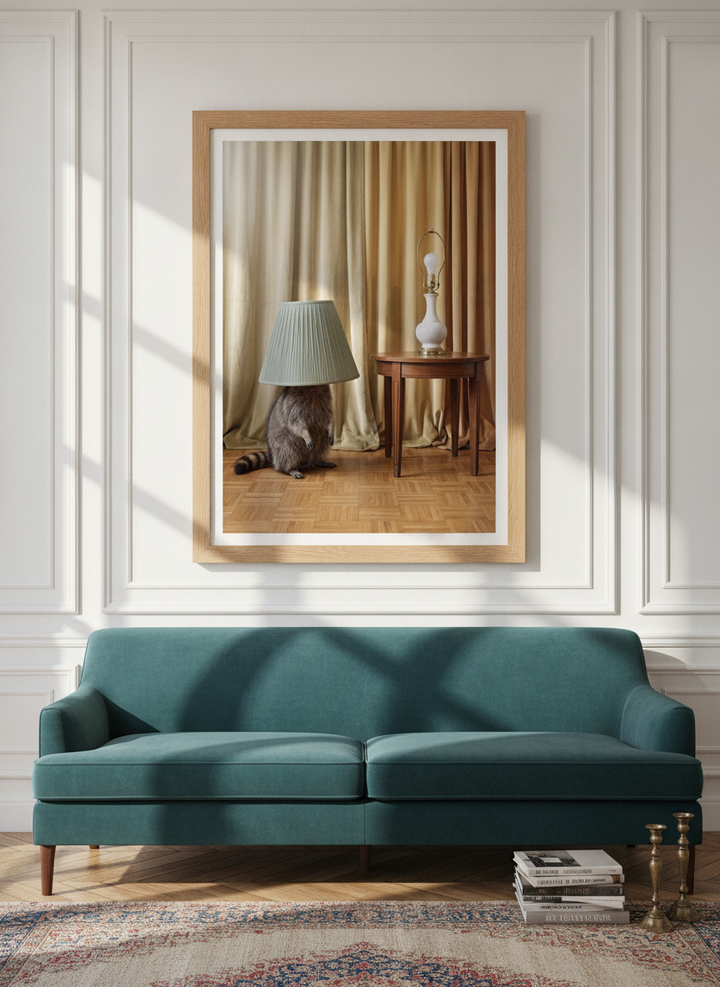 Modern wall art print styled on the wall in a Parisian living room