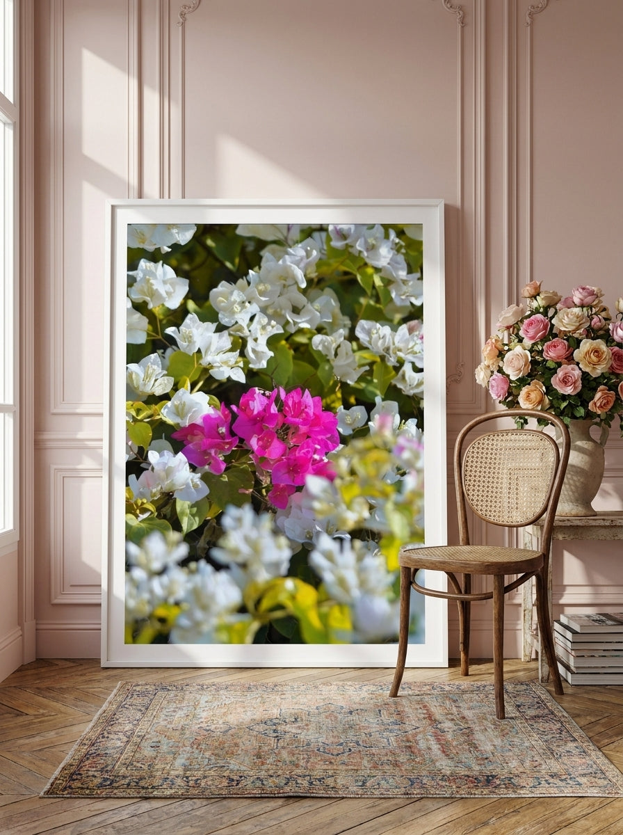 Oversized statement modern wall art print leaning against the wall in a Parisian living room