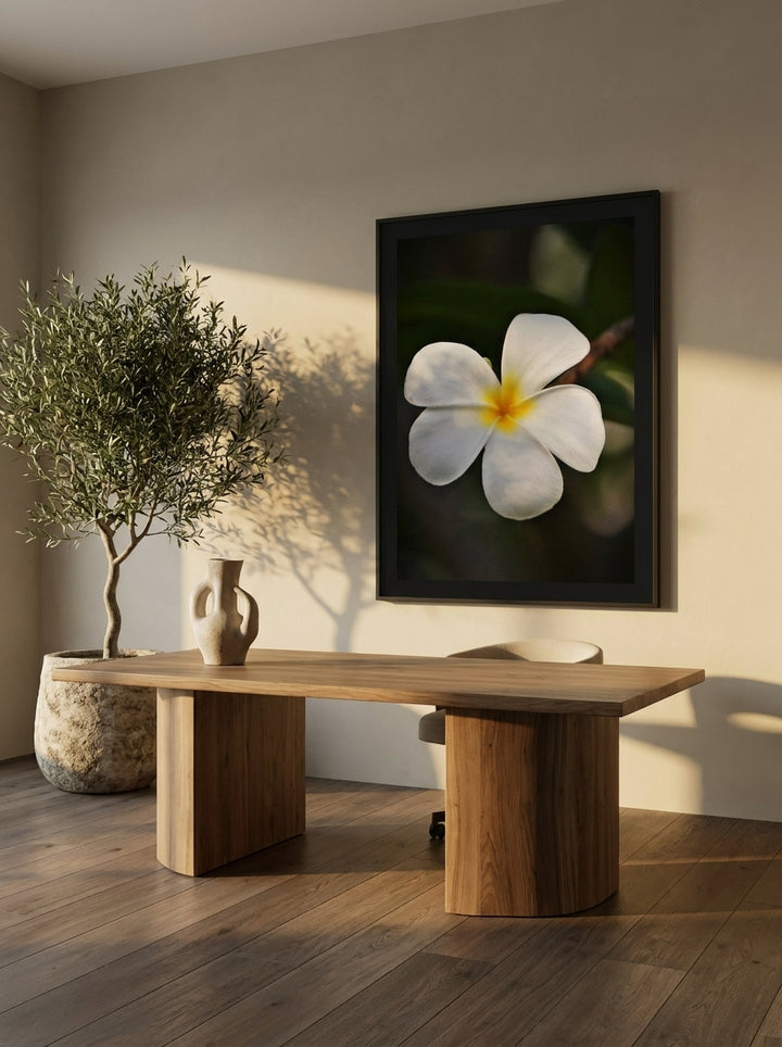 Oversized statement modern wall art print styled on the wall in a luxe home office