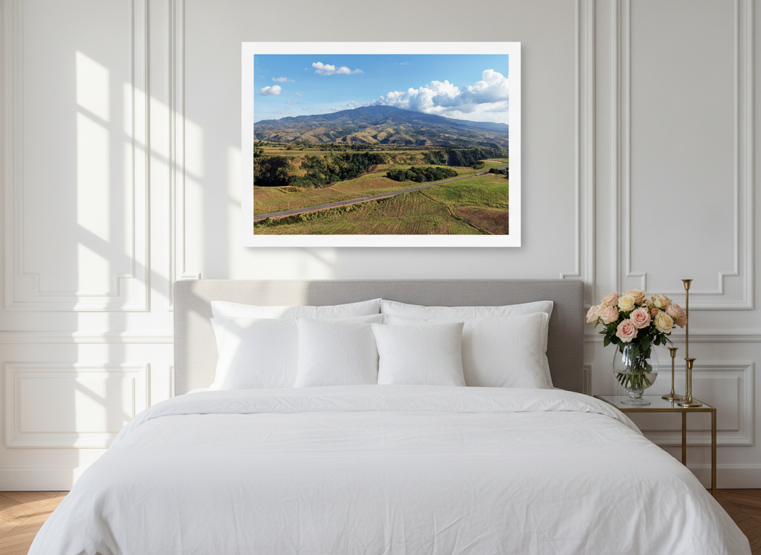 Modern wall art print styled on the wall in a Parisian bedroom