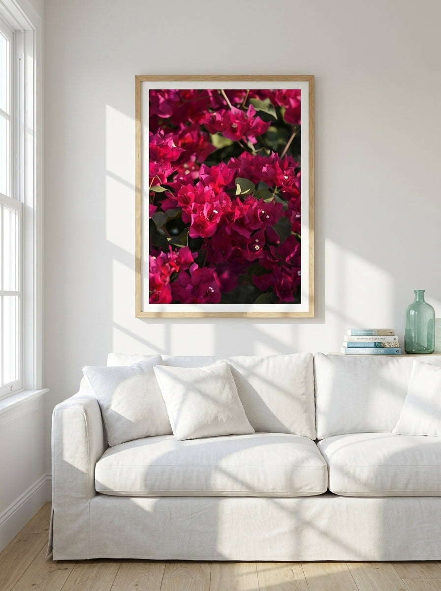 Modern wall art print styled on the wall in a coastal living room