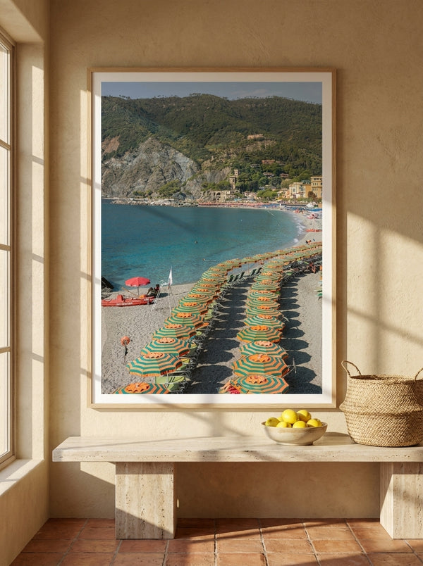 Monterosso Beach Umbrellas By HelloHappylife | Art & Canvas Print