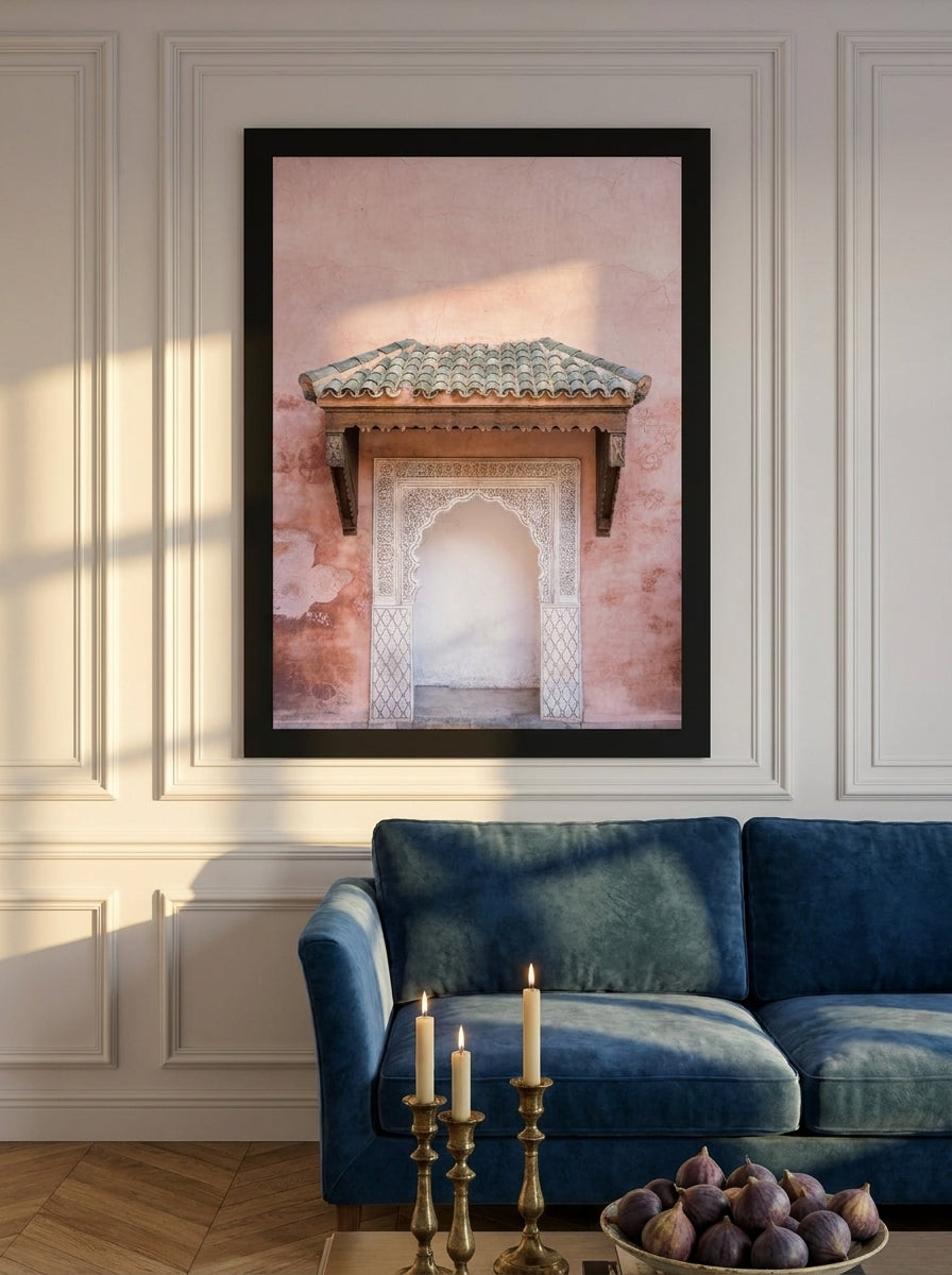 Modern wall art print styled on the wall in a Parisian living room
