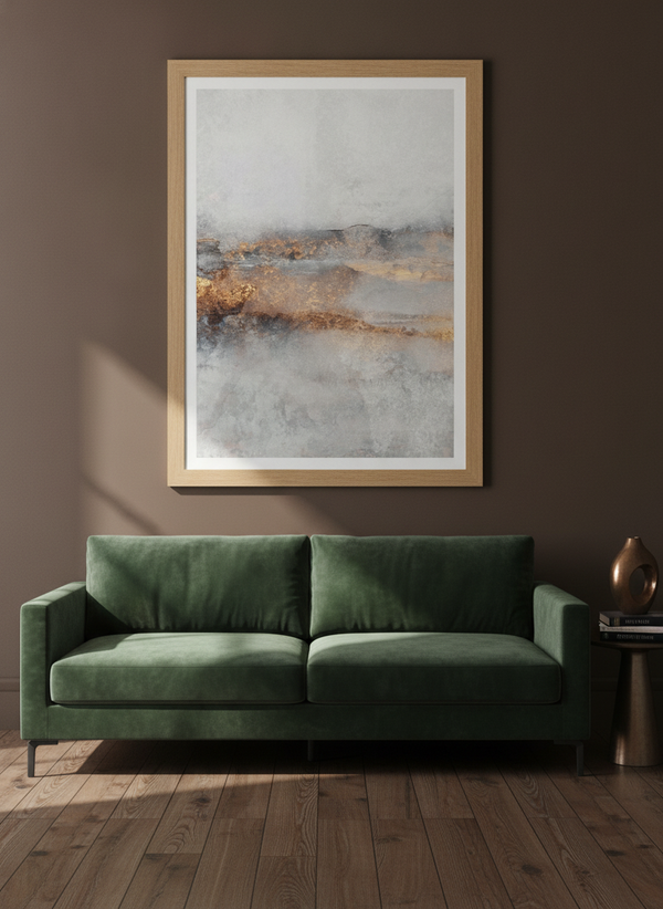 Golden Gray Abstract Layers By Elisabeth Fredriksson | Art & Canvas Print