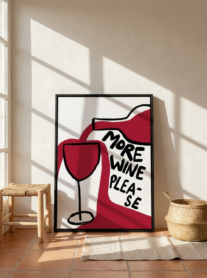 Canvas wall art with a black surround leaning against the wall in a Mediterranean kitchen