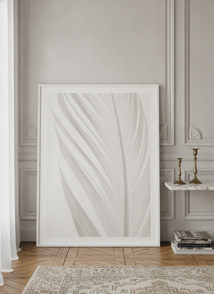 Modern wall art print leaning against the wall in a Parisian bathroom