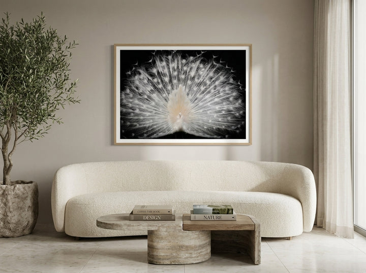 Modern wall art print styled on the wall in a luxe living room