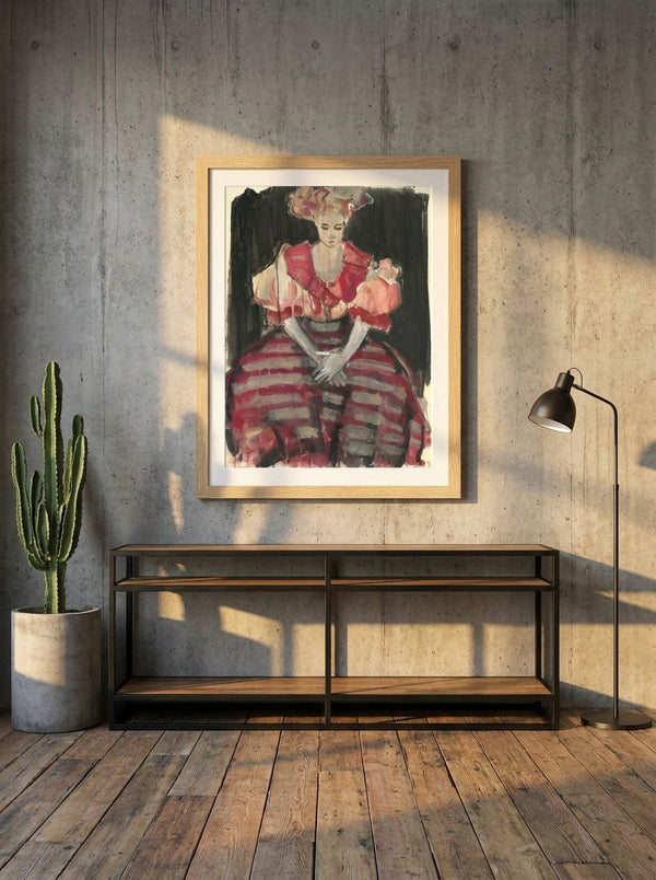 Elegant Woman in Red By Ute Rathmann | Art & Canvas Print