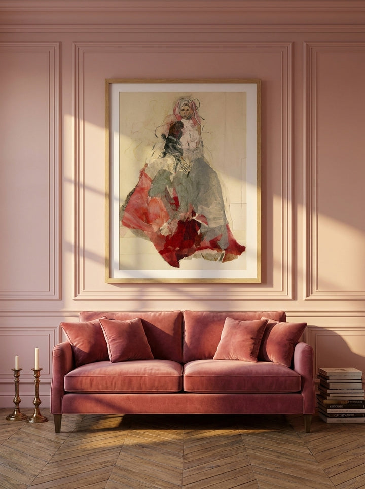 Modern wall art print styled on the wall in a Parisian living room