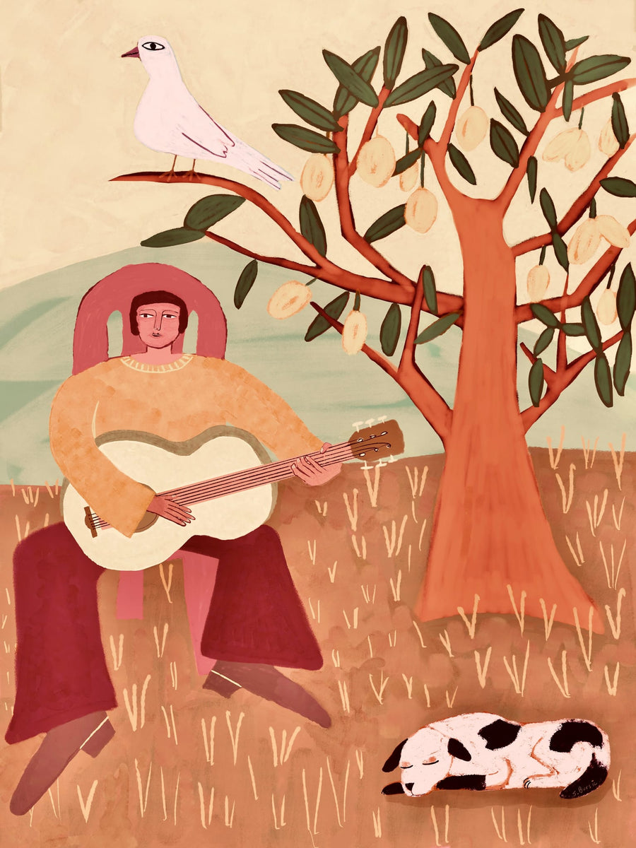 Folk Music Under Olive Tree By Sharyn Bursic | Art & Canvas Print