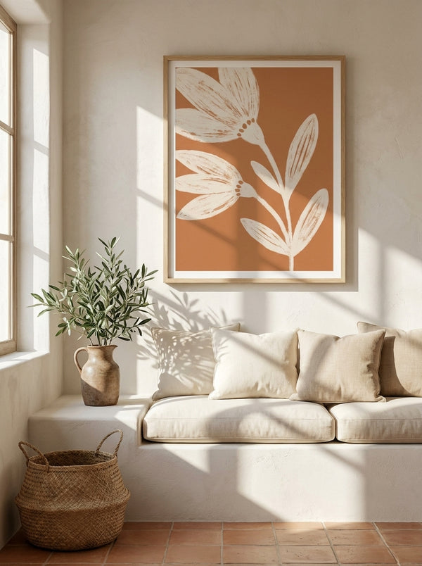 Minimalist Terracotta Flowers By Krisztina Jung | Art & Canvas Print