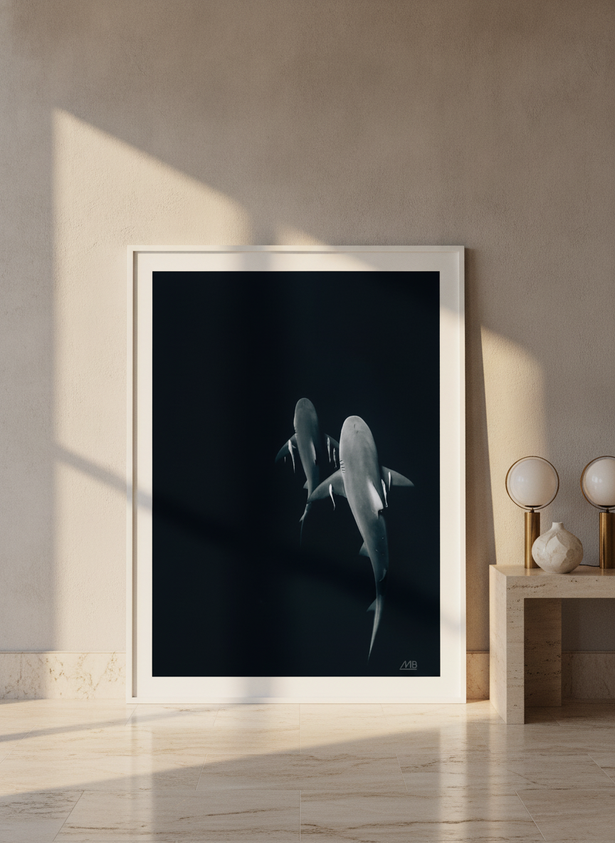 Oversized statement modern wall art print leaning against the wall in a luxe dining room