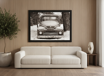 Modern wall art print styled on the wall in a luxe living room