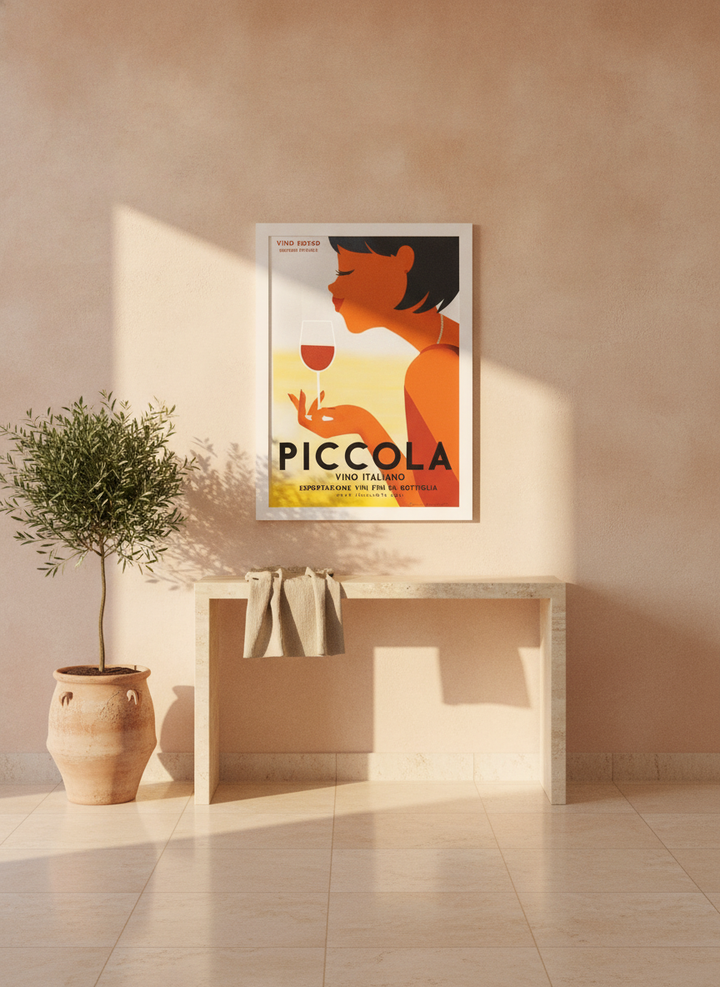 Modern wall art print styled on the wall in a Mediterranean living room