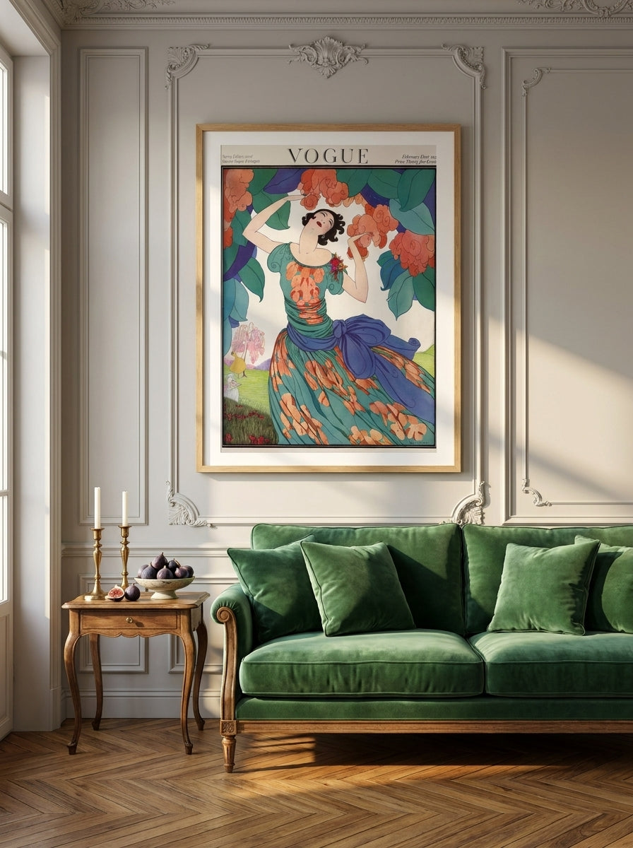 Modern wall art print styled on the wall in a Parisian living room